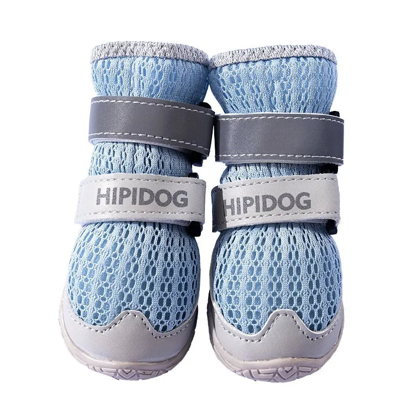 Cartoon style dog shoes in Bondi blue colour made from breathable PU material for summer paw protection