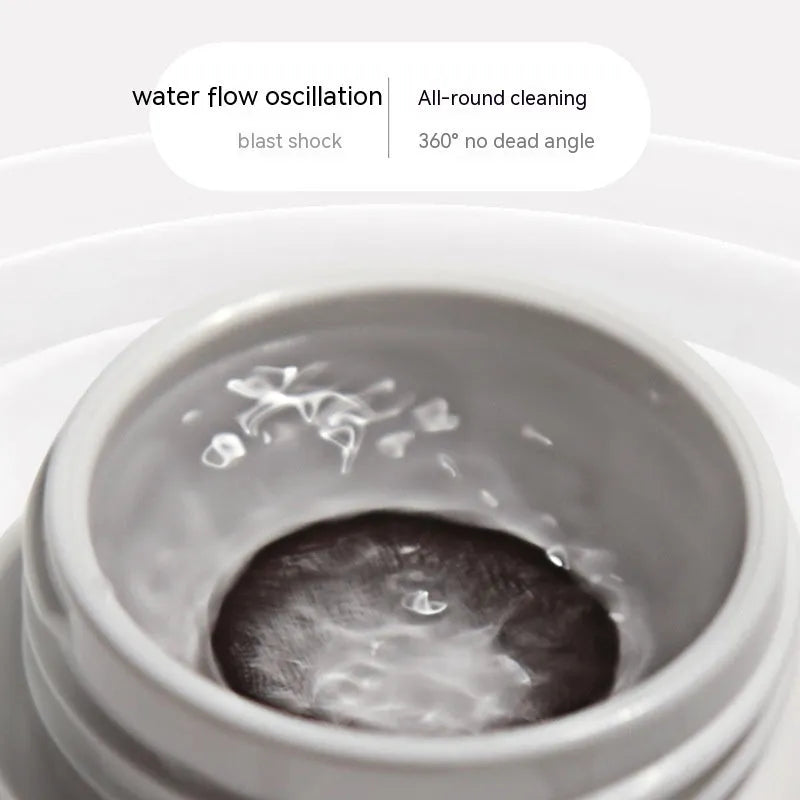 Automatic ultrasonic glasses cleaning machine in pearl white colour showing 85x65x30mm dimensions