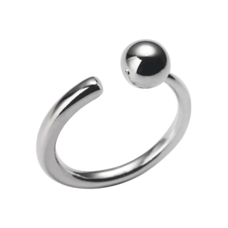 925 sterling silver round beads ring with opening band in silver colour