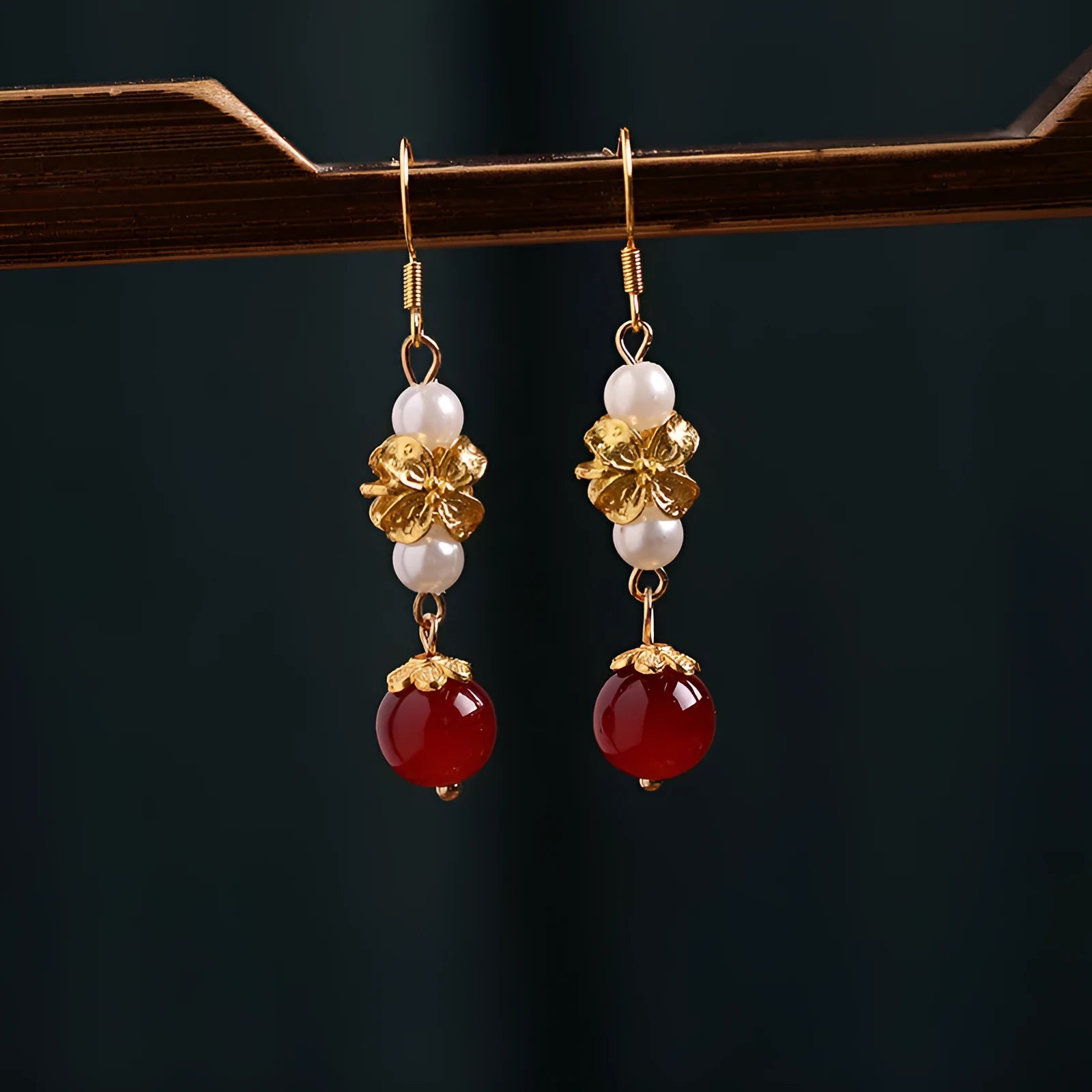 Vintage geometric alloy earrings with electroplated finish in 6# colour for cheongsam attire