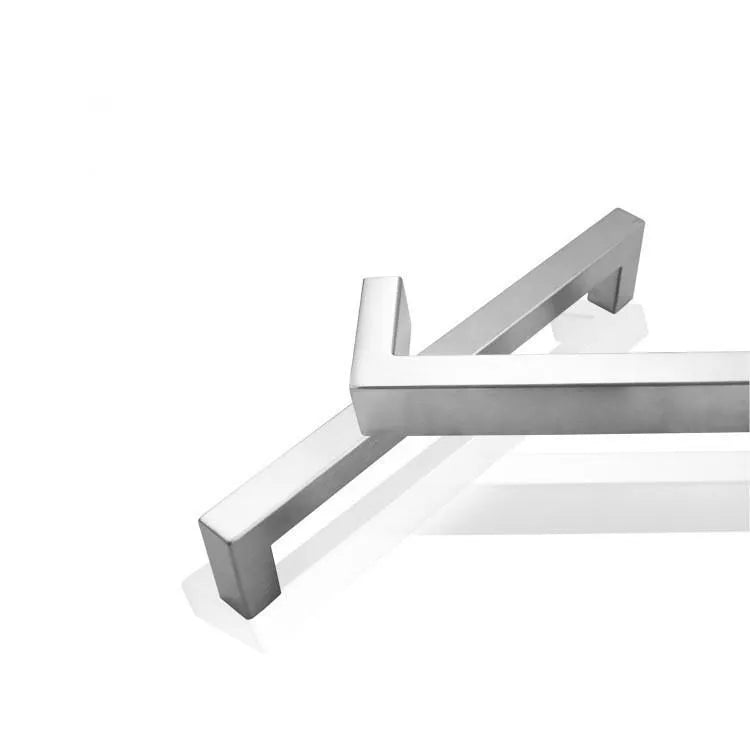 Stainless steel square pipe door handle for cabinets in brushed silver, black, or gold finish