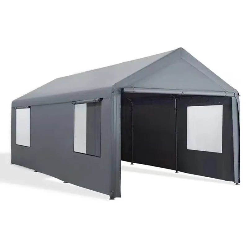 Portable storage canopy sunshade with steel frame and 3m x 6m PE tarpaulin for outdoor stall