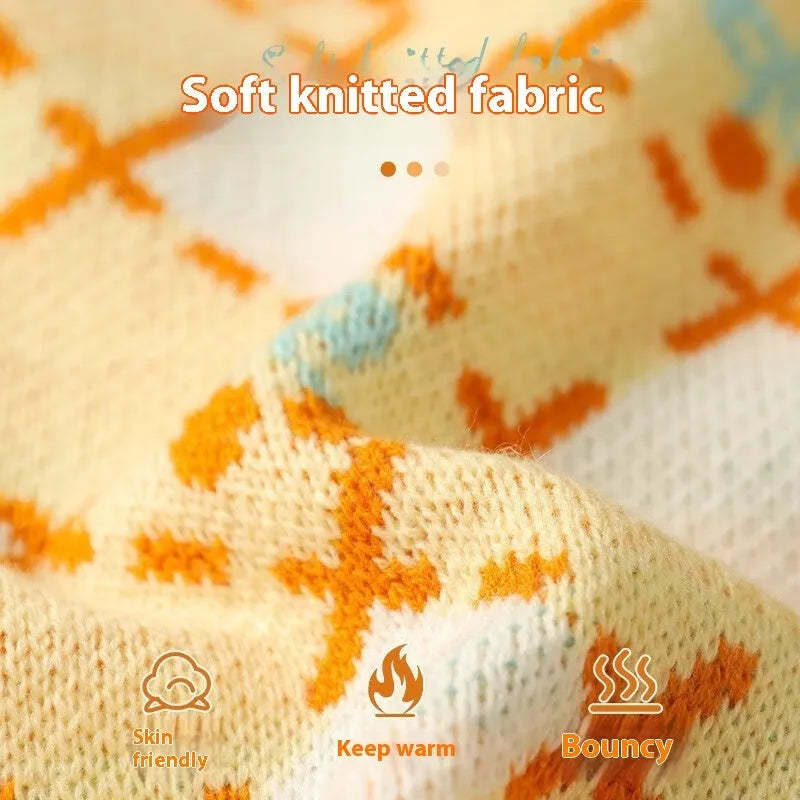 Cat sweater autumn-winter warm thickening windproof orange cherry diamond cherry material on a light background