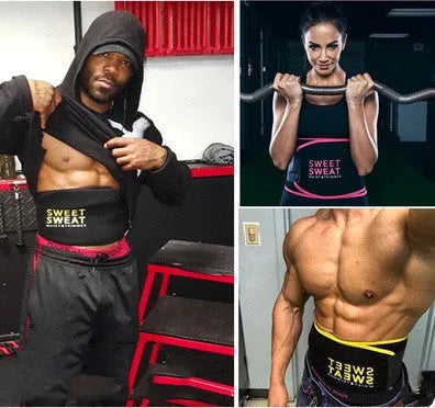 Neoprene waist trimmer belt for women in black, size M, with fabric texture and adjustable closure