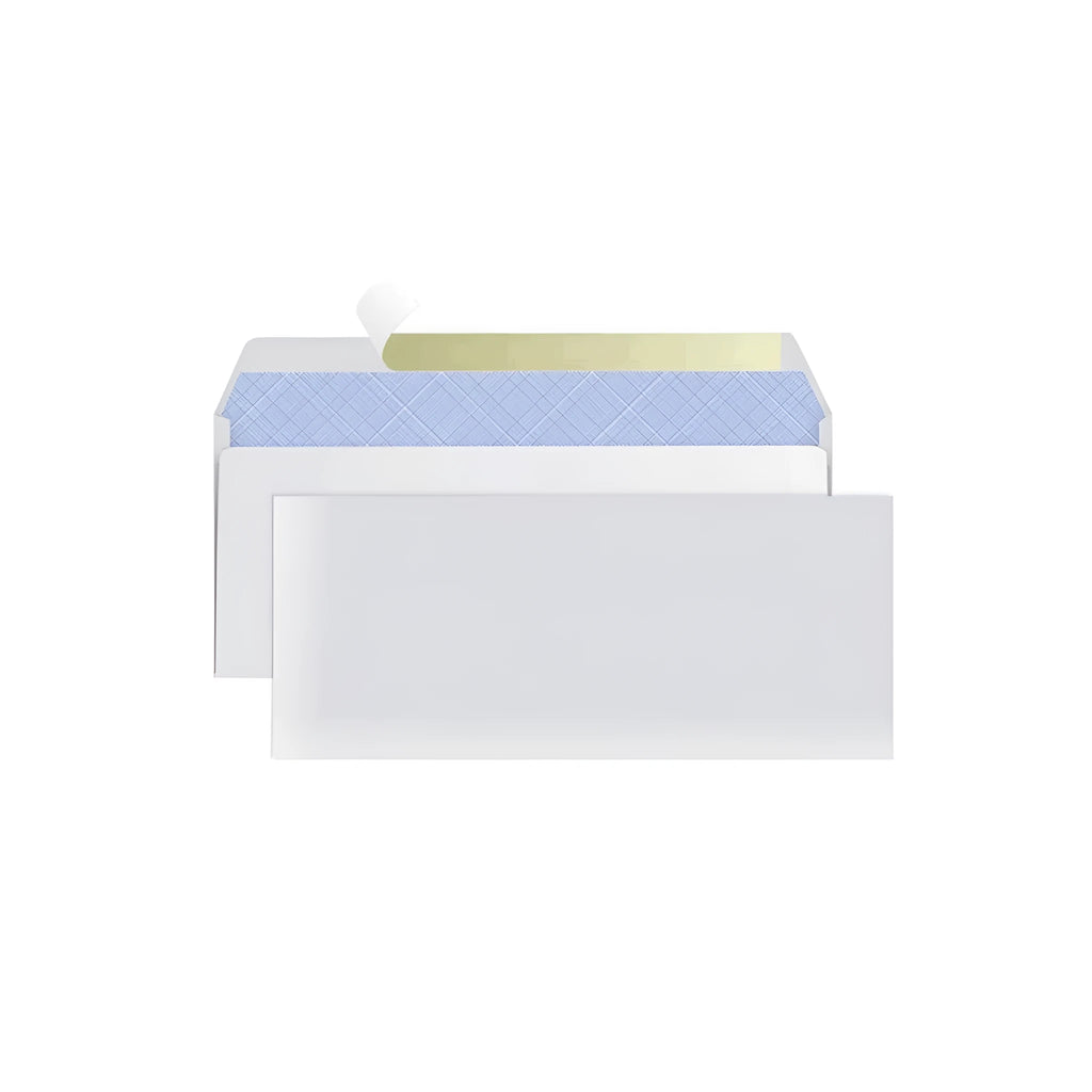 Blue tamper-evident security envelope with self-adhesive closure and anti-opening design
