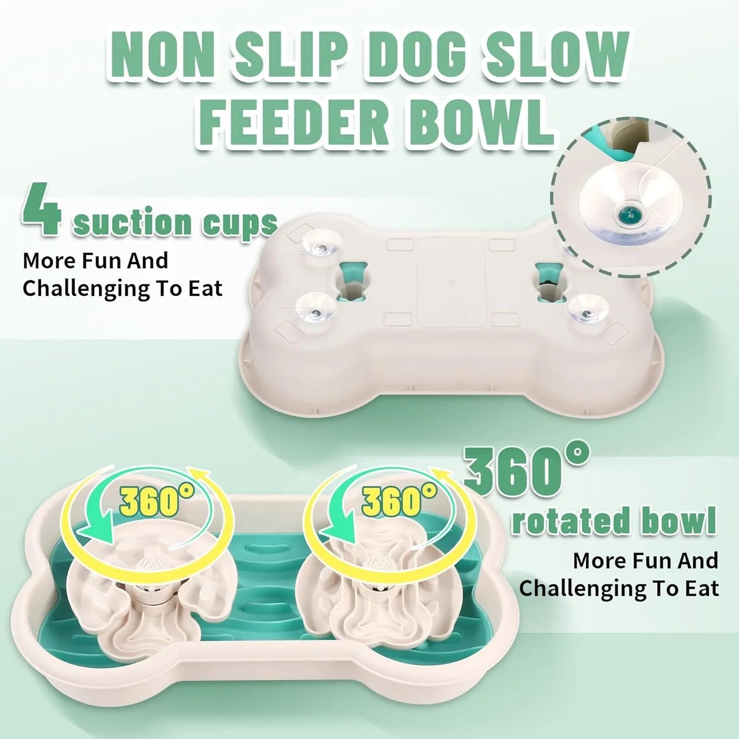 Green pink and yellow 3-in-1 slow feeder dog bowls with wave and hump designs for large breed anti choking feeding