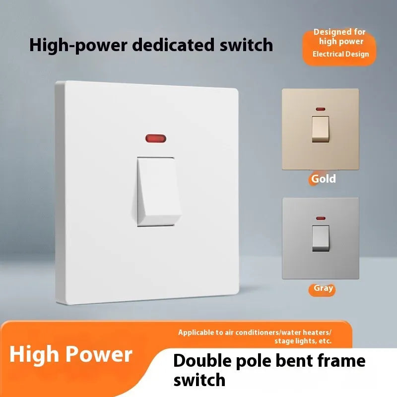 Heavy-duty illuminated circuit breaker switch in grey finish for water heater or air conditioner