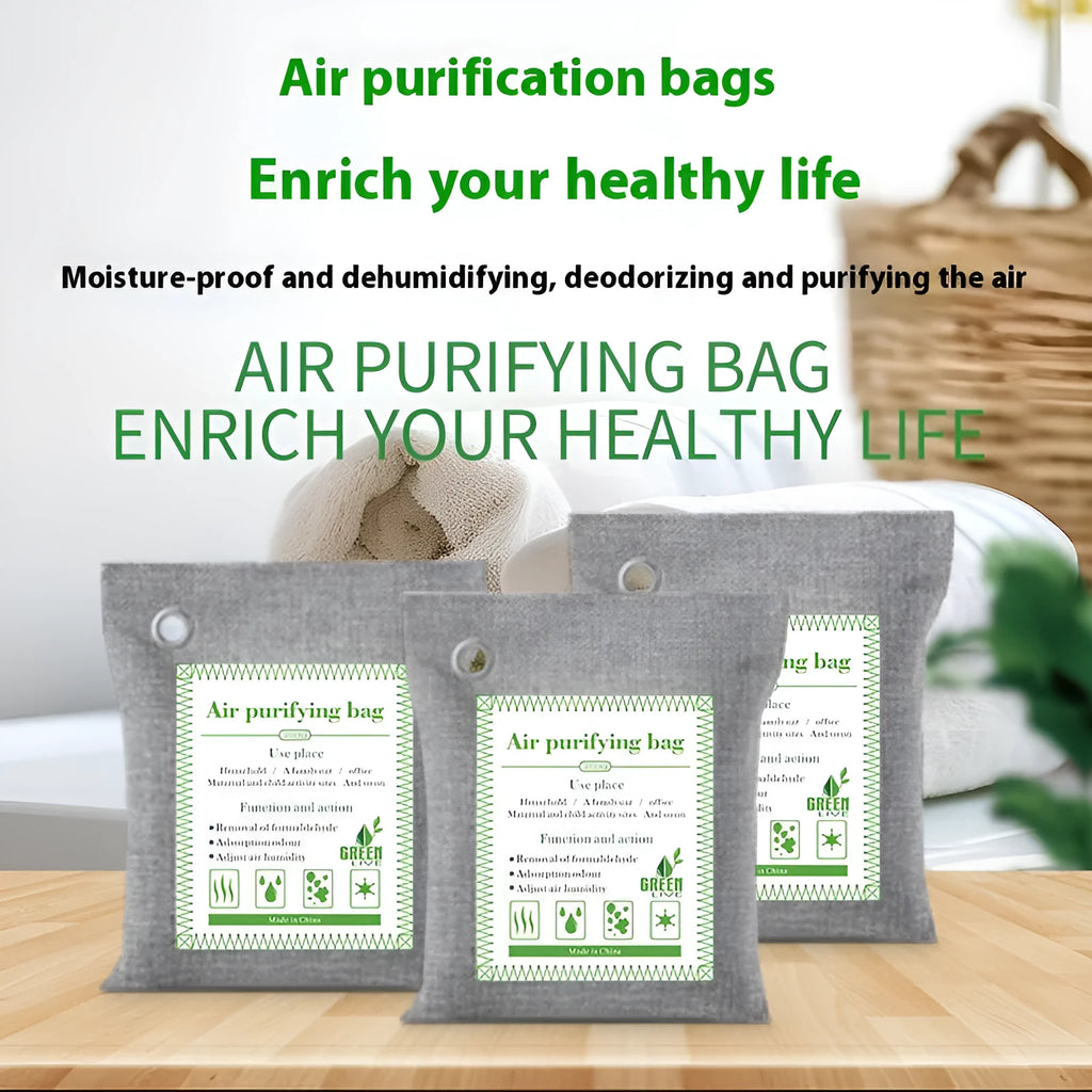 Bamboo charcoal wrapped activated carbon bag for formaldehyde removal and air purification in new homes.
