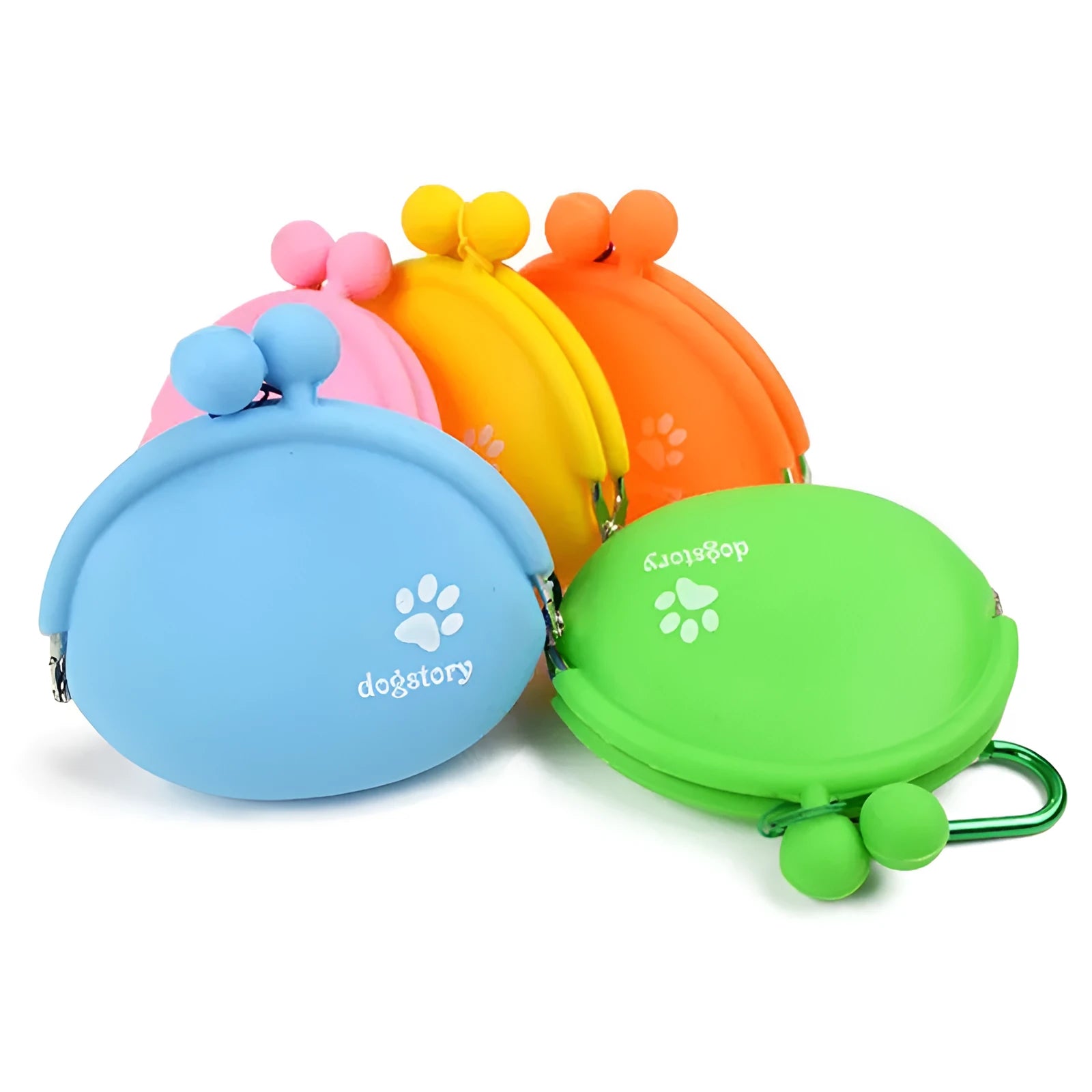 Yellow silicone dog training treat pouch with hook & loop closure showing 9x9.5cm dimensions
