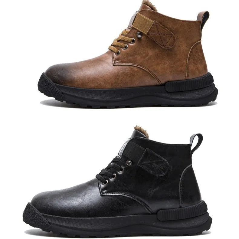 Martin Boots men's high-top platform ankle boots with velvet-effect artificial PU upper and rubber sole