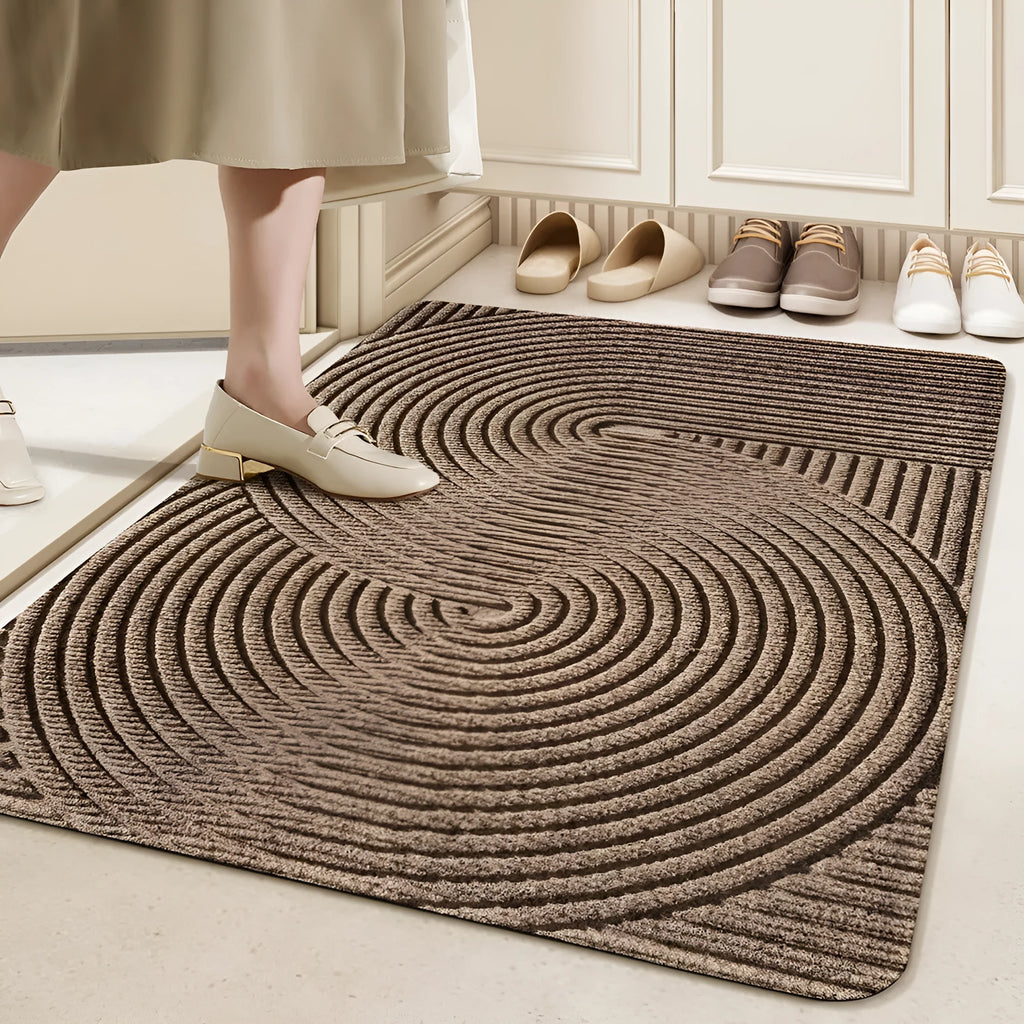 Alien-shaped silk ring entrance mat with cartoon anime pattern in blue colour