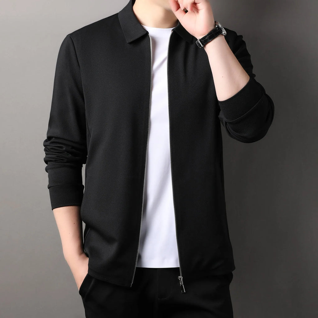 Men's polyester business jacket in three colours with regular sleeves and straight hem