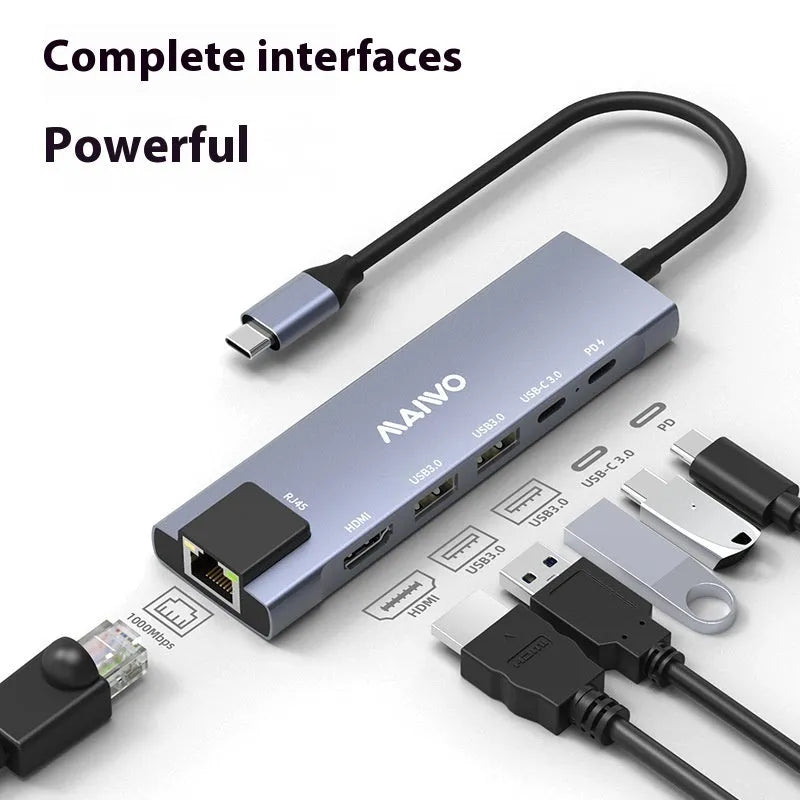 Steam Deck six-in-one docking station with aluminium shell and Type-C cable