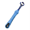 Double-headed plastic finger pet toothbrush for teeth cleaning and stain removal, shown in a choice of colours.