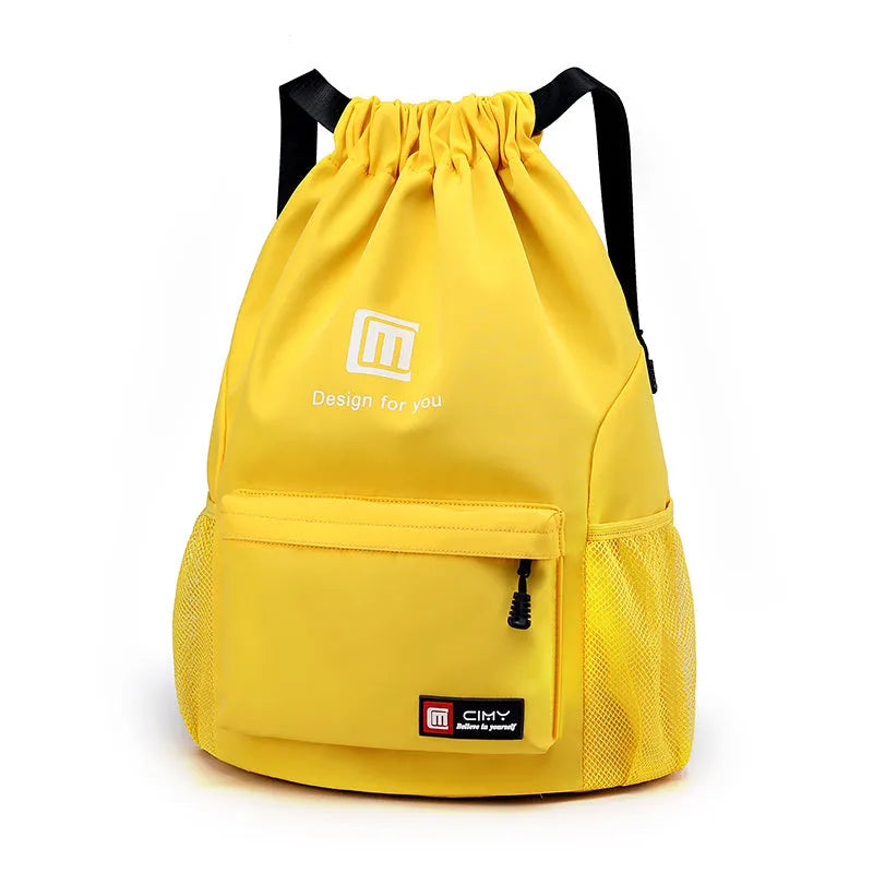Oxford fabric sports bucket backpack with drawstring closure in multiple colour options