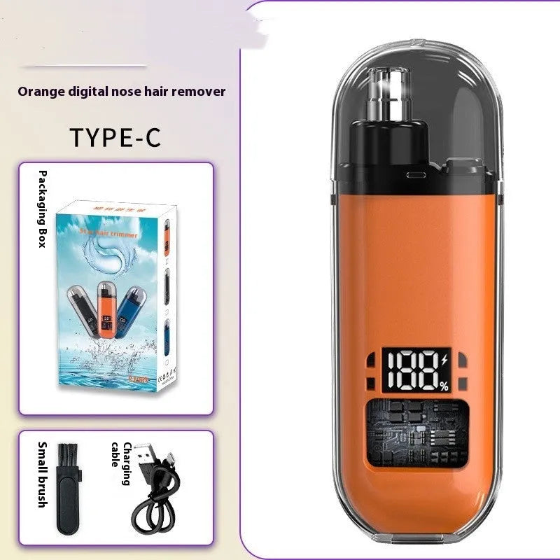Rechargeable nose hair trimmer with digital display and removable cutter head
