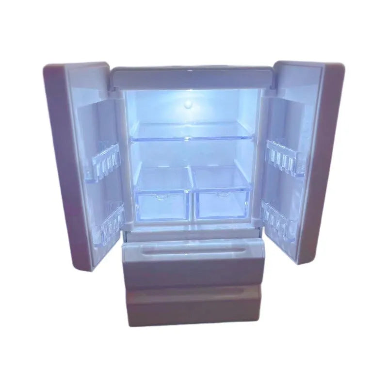 White plastic miniature candy toy model with light-up feature showing 11.4cm height dimensions