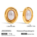 Stainless steel vintage pearl stud earrings with electroplated finish in JDE0305051 colour