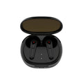Black Bluetooth earbuds with noise reduction and low-latency mode for e-sports