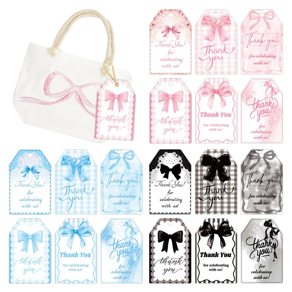 Creative bowknot design gift tags with hemp rope for birthday party present labelling