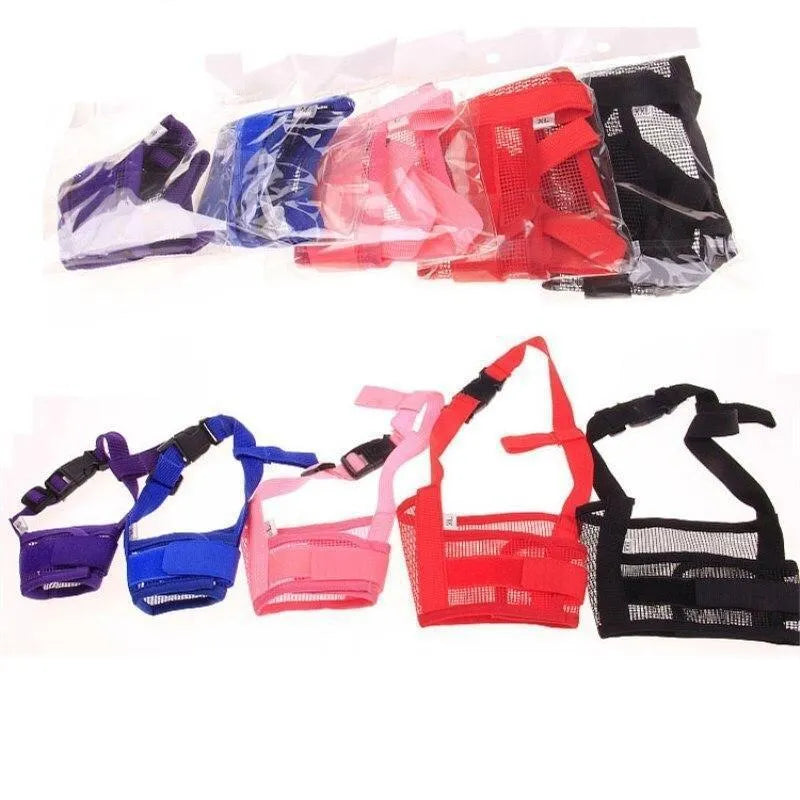 Adjustable plastic dog safety muzzle in multiple colours and sizes for biting control
