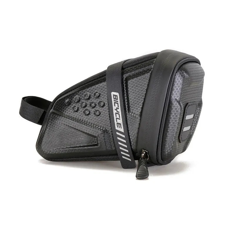 Bicycle saddle bag 1L black plain under saddle on mountain bike with fixture fitting