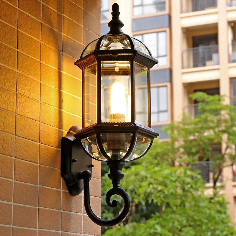 Gold aluminium three-layer eight-inch outdoor waterproof wall lamp for courtyard decoration