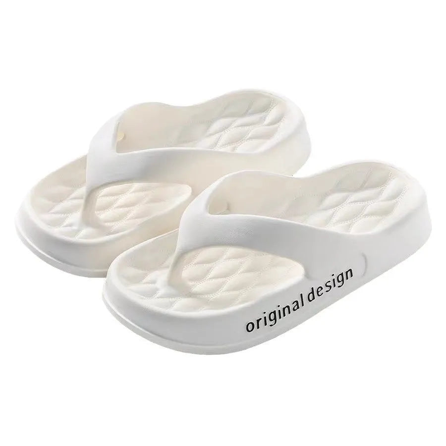 Men's lightweight EVA flip flops on a beach, showing open-toe design and available in multiple colours.