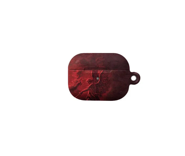 Red hard shell plastic protective case for Apple AirPods wireless headset