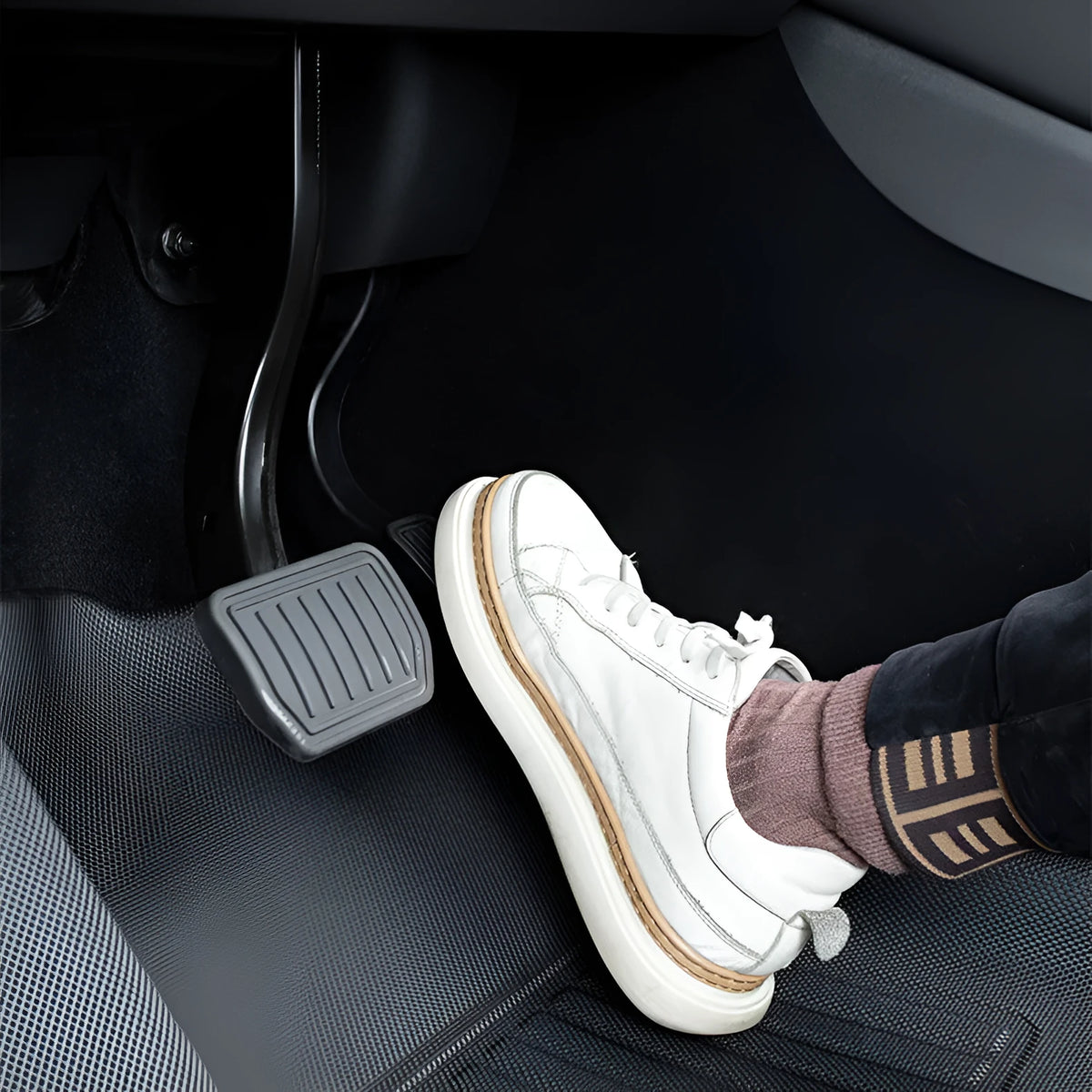 TPR floor mat set for Tesla Model Y showing foot mats, storage box mat, and tailbox protection