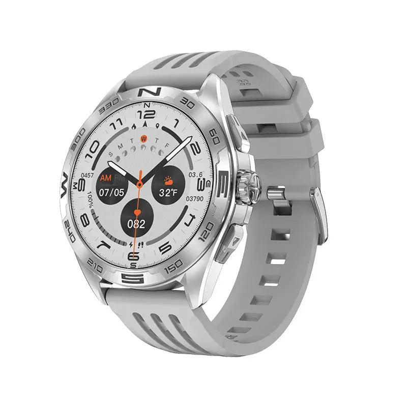 Smart watch with health monitoring sensors showing blood pressure, heart rate and oxygen readings on display
