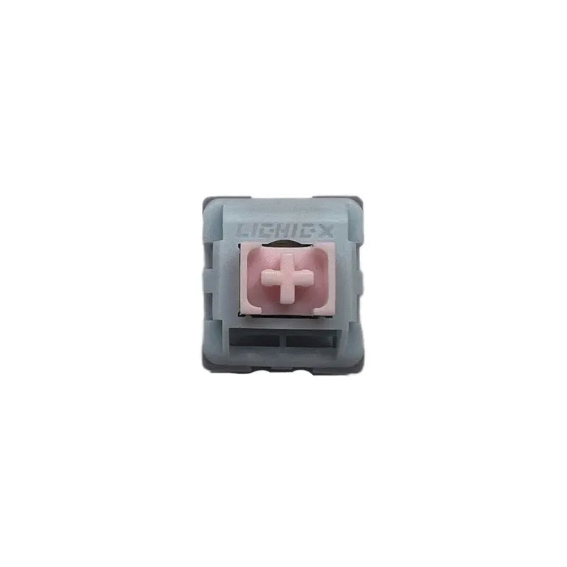 Four Dew Axis-4 windowed candle-cutting design mechanical keyboard switches showing dew colour.
