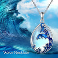 Blue alloy heart pendant necklace for women with moonstone colour finish