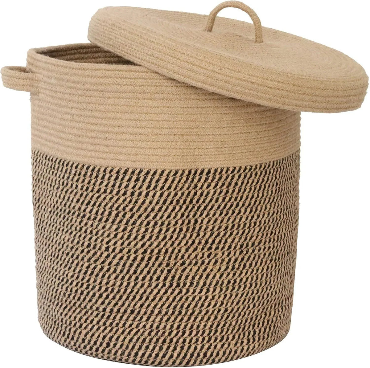 Extra large cotton string laundry basket with lid in brown, grey, zebra or colour matching, woven cotton thread storage hamper