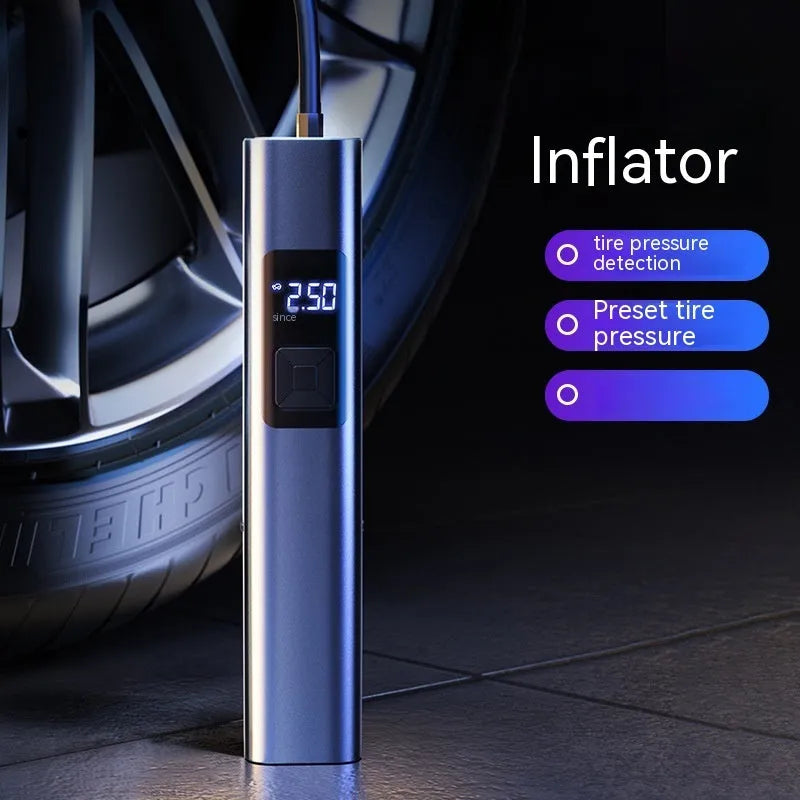 Wireless car air pump and vacuum cleaner with digital display and compact portable design