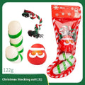 Christmas dog toys set with vinyl Christmas tree, bite rope, tennis ball and Santa toy for pet play