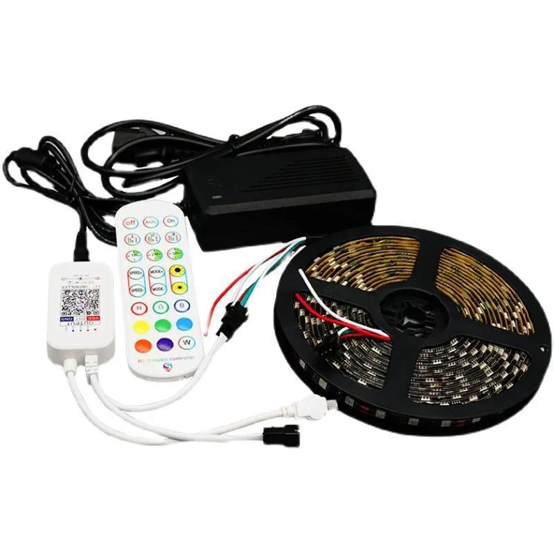 Programmable voice-controlled LED light strip, DC12V, FPCB black soft board, epoxy IP65 waterproof, multiple lengths