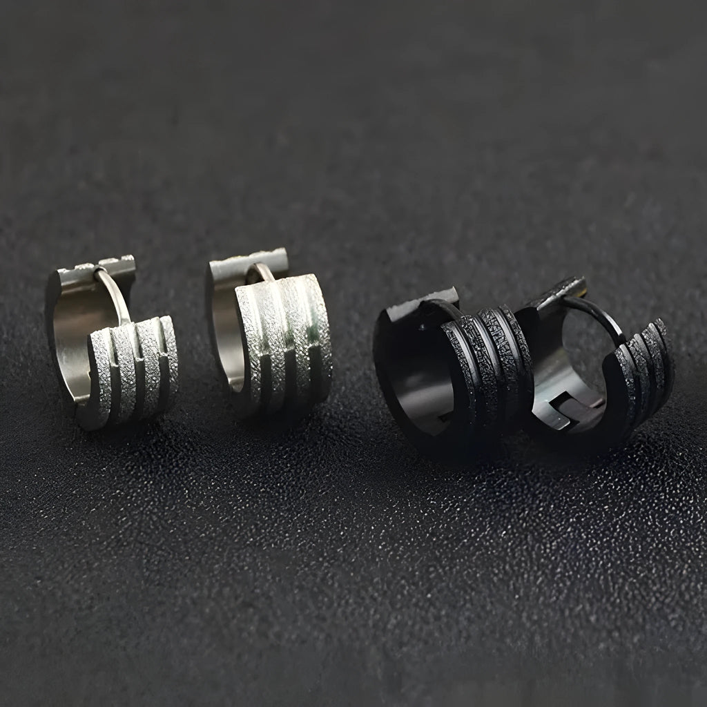 Three-line frosted geometric earrings in titanium steel with Korean style design