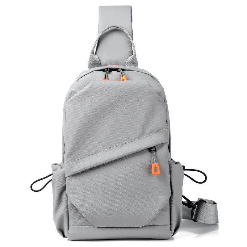 Men's black and grey waterproof polyester crossbody bag with single shoulder strap