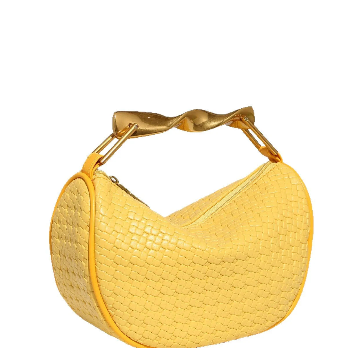 Straw woven dumpling chain shoulder crossbody bag in grass apricot colour with chain strap