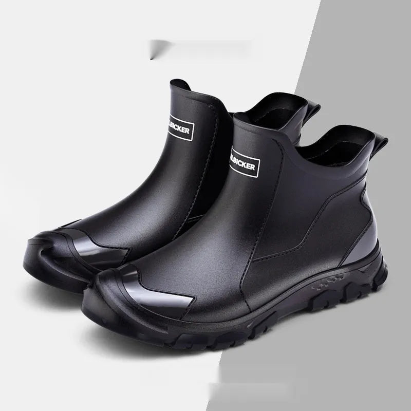 Korean style short tube PVC wading shoes in solid colours with non-slip plastic soles