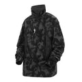 Men's black and grey tie-dye print turtleneck sweater with drop shoulders