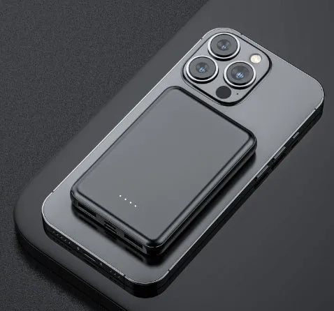 Black and white electric heating vest power bank showing compact 97x64x14mm size.