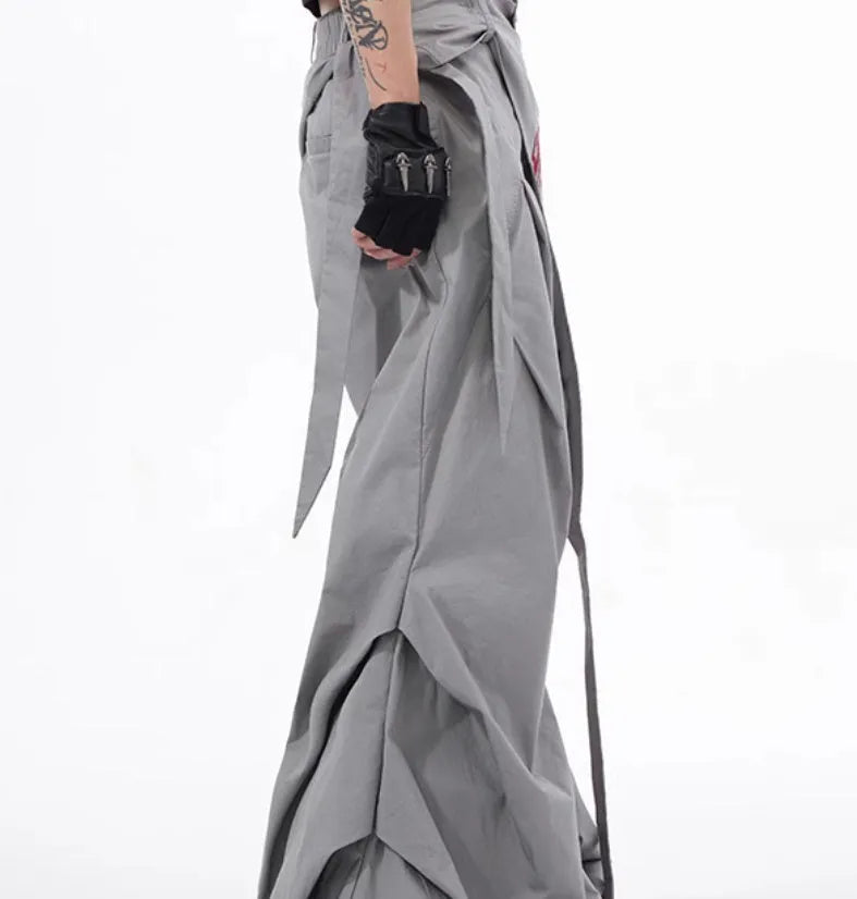 Boys black wide-leg summer pants in Korean youth style with straight-cut design