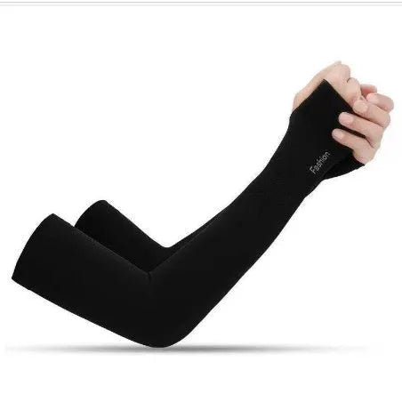 Ice silk oversleeve gloves with floral printed UV protection in free size fit