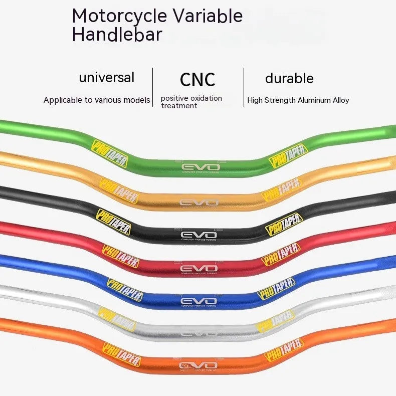 Orange aluminium motorcycle handlebar showing 28mm diameter and 80cm width.