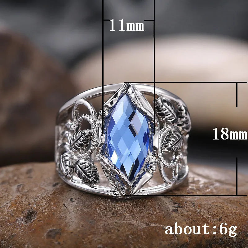 Women's horse eye-shaped blue crystal alloy ring geometric jewellery