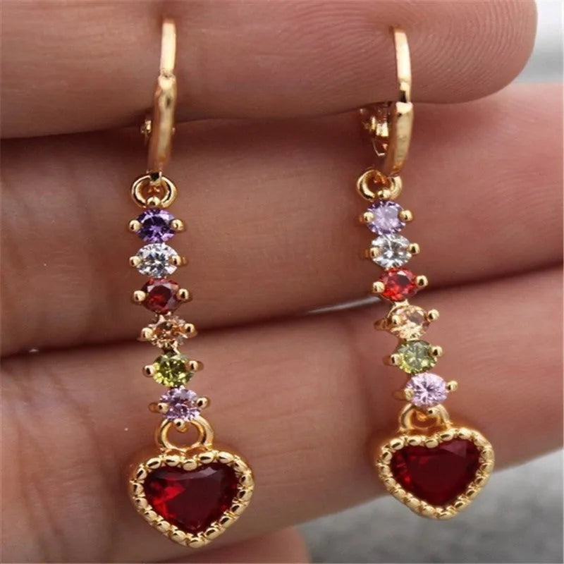 Women's heart-shaped fashion earrings in gold and silver colour options with electroplated alloy construction