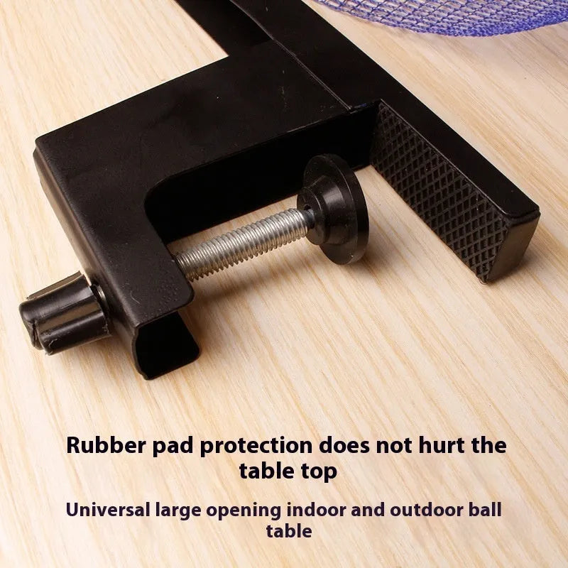 Table tennis post set with thickened ball column, universal large clip, and indoor open grid frame components