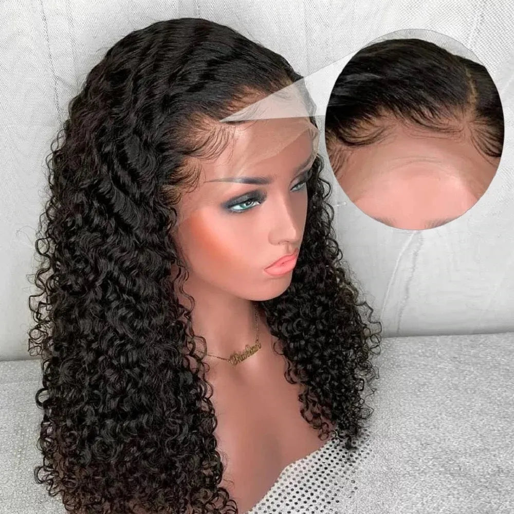 Front lace female straight hair wig 13x4 water wave natural colour 10 inch length on mannequin